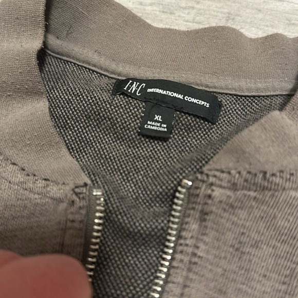 INC Brown weathered Zip Up Dress Sweater with Pockets - Picture 3 of 3